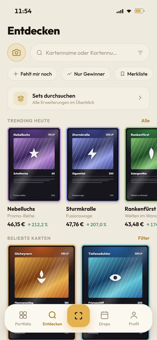 Entdecken mit Trending-Karten und Preisen